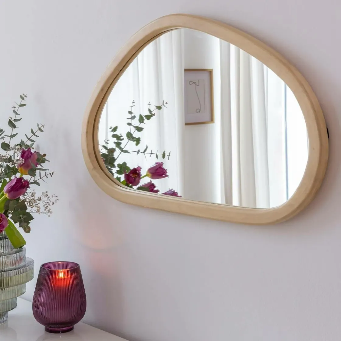 Made in Meubles Miroir|Décoration<Miroir abstrait en bois de manguier clair Marley