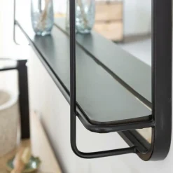 Made in Meubles Miroir|Décoration<Miroir avec étagère en bois et métal Jill