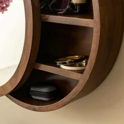 Made in Meubles Miroir|Décoration<Miroir avec étagères en bois de manguier foncé Remick