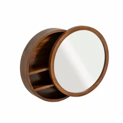 Made in Meubles Miroir|Décoration<Miroir avec étagères en bois de manguier foncé Remick
