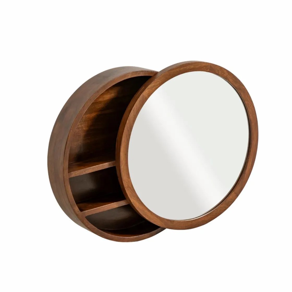Made in Meubles Miroir|Décoration<Miroir avec étagères en bois de manguier foncé Remick