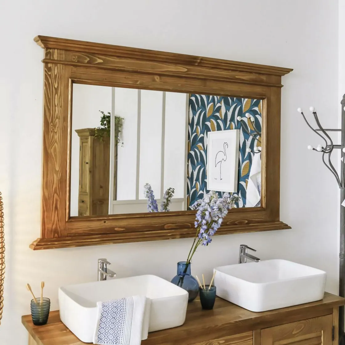 Made in Meubles Miroir<Miroir en bois de pin ciré miel Manel