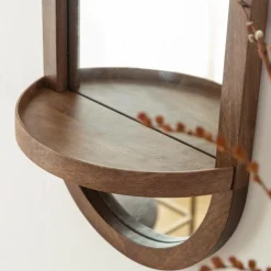 Made in Meubles Miroir|Décoration<Miroir ovale avec étagère en bois de manguier Marley