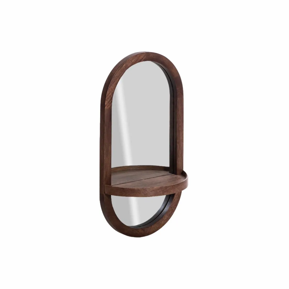 Made in Meubles Miroir|Décoration<Miroir ovale avec étagère en bois de manguier Marley
