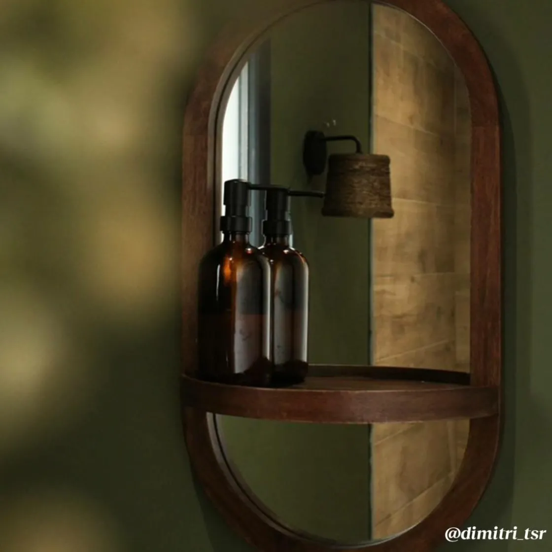 Made in Meubles Miroir|Décoration<Miroir ovale avec étagère en bois de manguier Marley