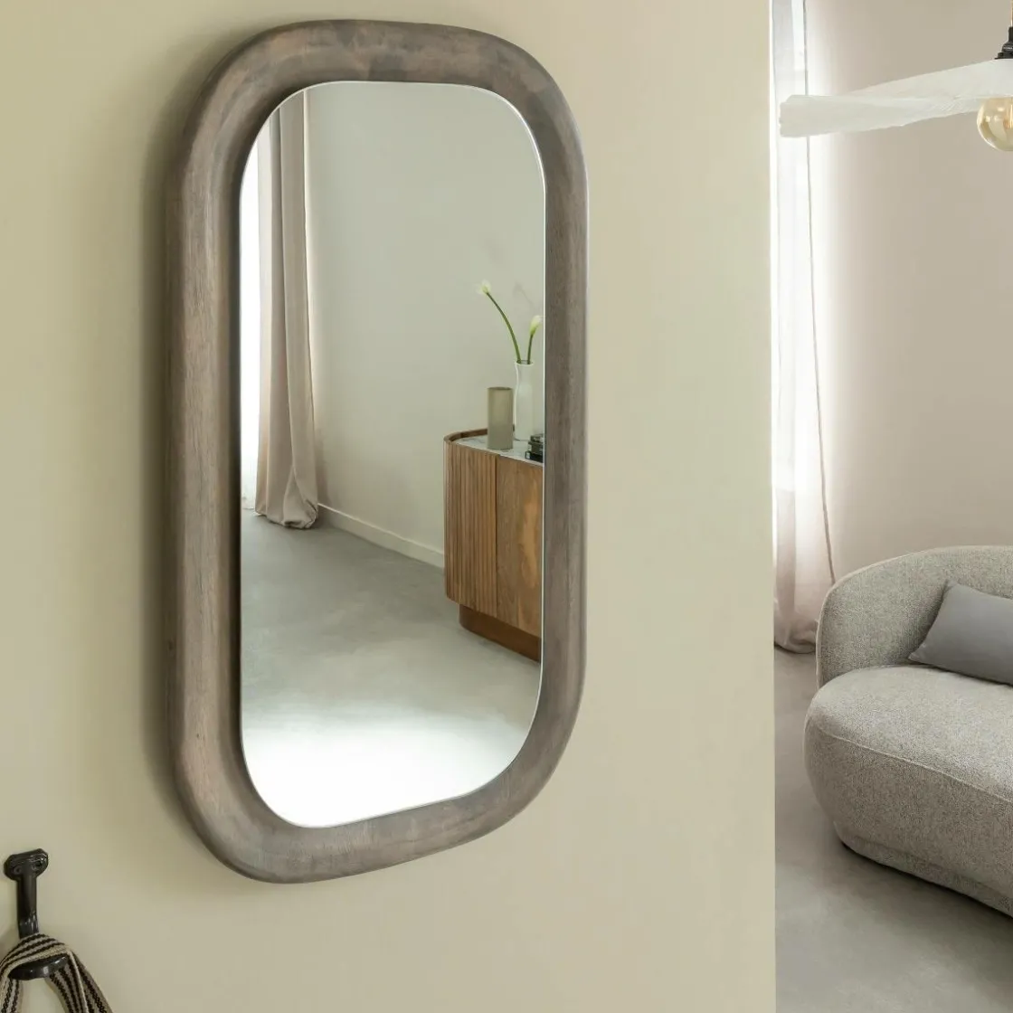 Made in Meubles Miroir|Décoration<Miroir ovale en bois de manguier Marley