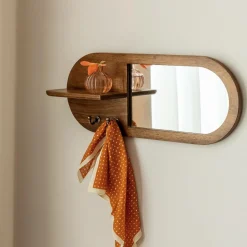 Made in Meubles Miroir|Décoration<Miroir ovale en bois de manguier foncé Remick