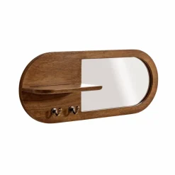 Made in Meubles Miroir|Décoration<Miroir ovale en bois de manguier foncé Remick