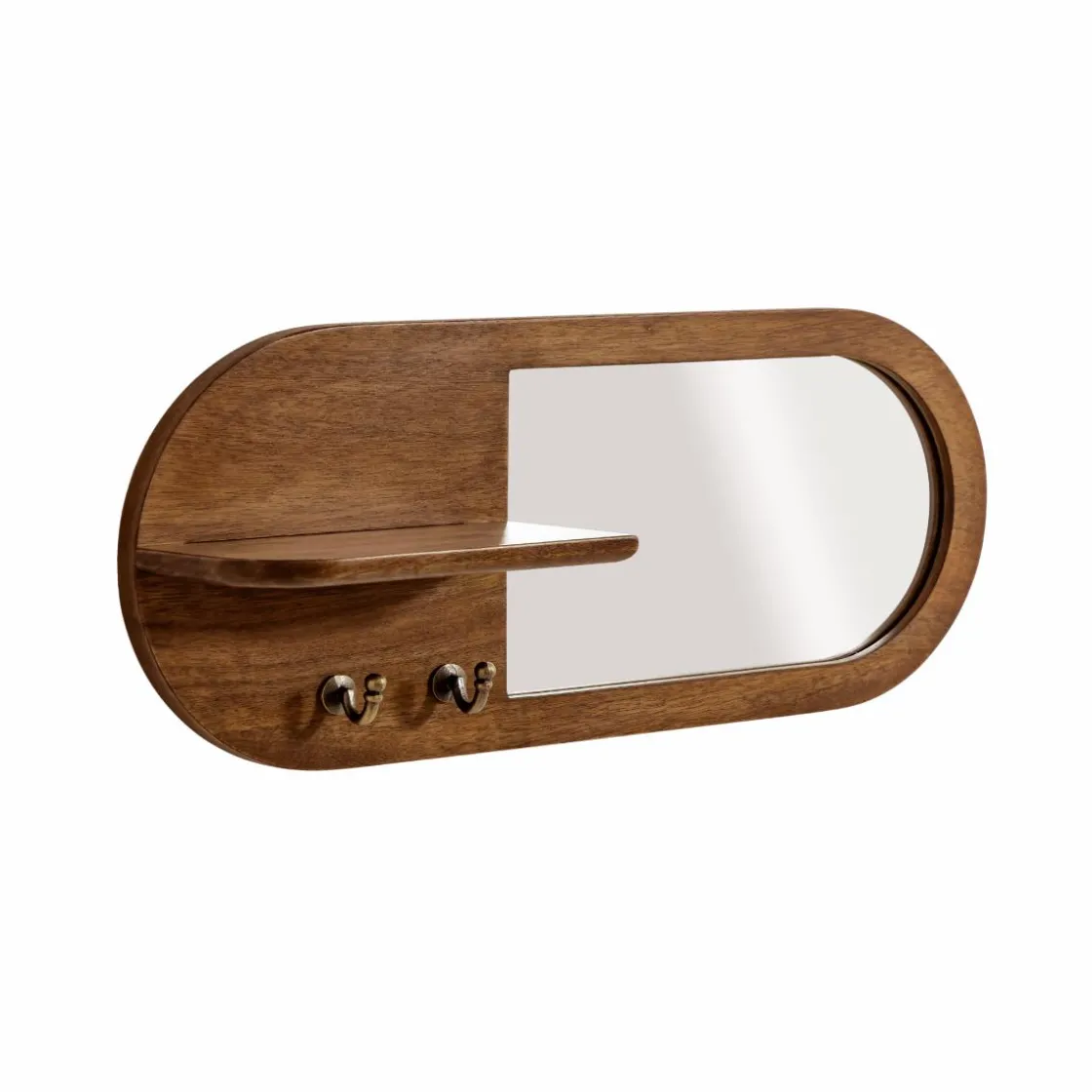 Made in Meubles Miroir|Décoration<Miroir ovale en bois de manguier foncé Remick