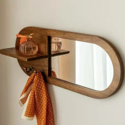 Made in Meubles Miroir|Décoration<Miroir ovale en bois de manguier foncé Remick