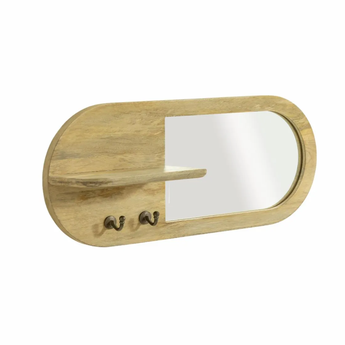 Made in Meubles Miroir|Décoration<Miroir ovale en bois de manguier clair Juliet