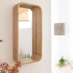 Made in Meubles Miroir|Décoration<Miroir rectangulaire en bois de manguier Domi