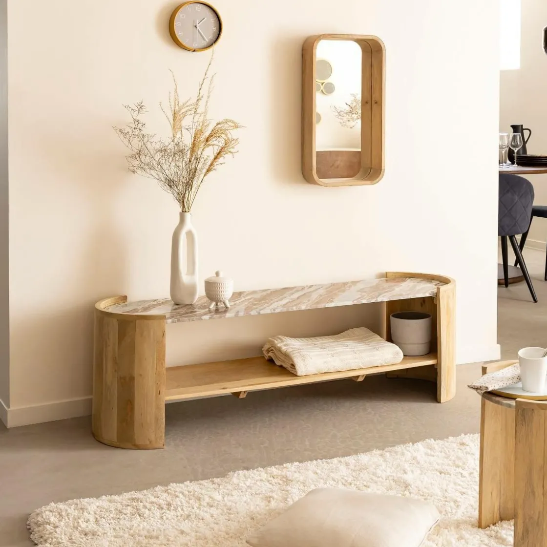 Made in Meubles Miroir|Décoration<Miroir rectangulaire en bois de manguier Domi