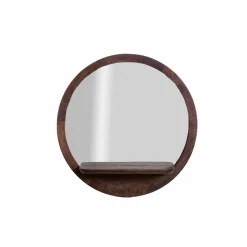 Made in Meubles Miroir|Décoration<Miroir rond avec étagère en bois de manguier Marley