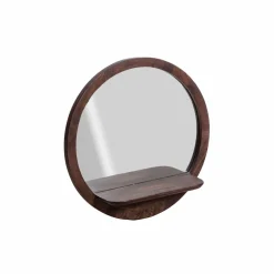 Made in Meubles Miroir|Décoration<Miroir rond avec étagère en bois de manguier Marley