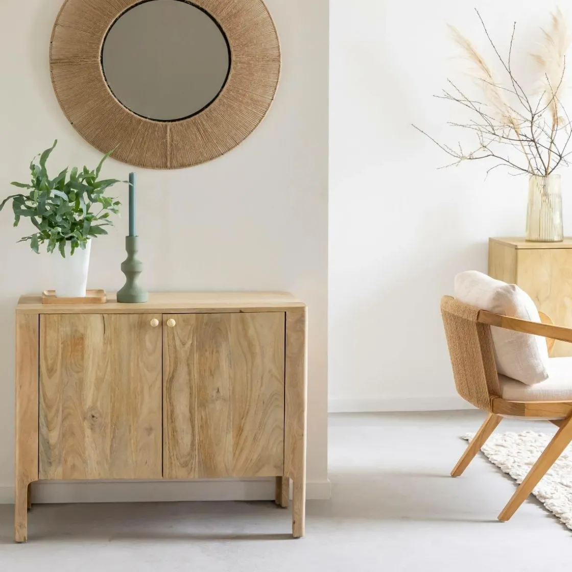 Made in Meubles Miroir|Décoration<Miroir rond en métal et jute Adda