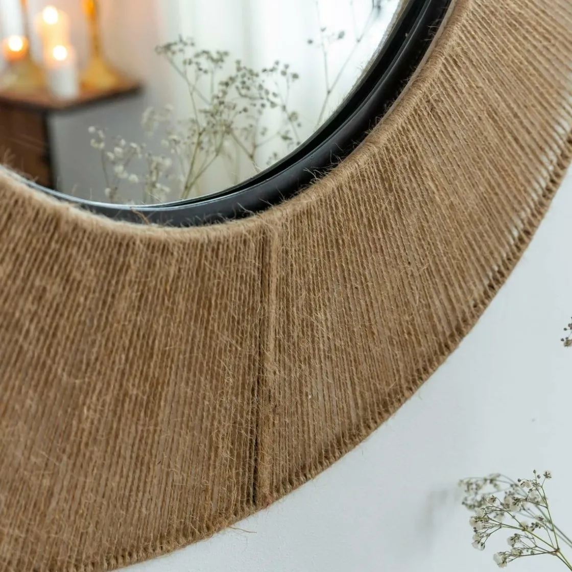 Made in Meubles Miroir|Décoration<Miroir rond en métal et jute Adda