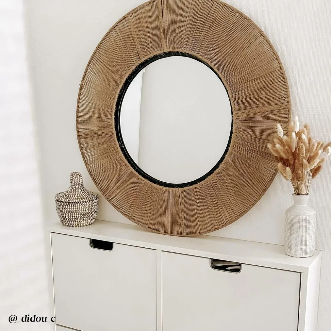 Made in Meubles Miroir|Décoration<Miroir rond en métal et jute Adda
