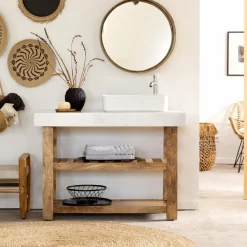 Made in Meubles Miroir|Décoration<Miroir rond en rotin Rattan