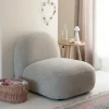 Made in Meubles Fauteuil<Module central canapé en tissu bouclette gris Calya
