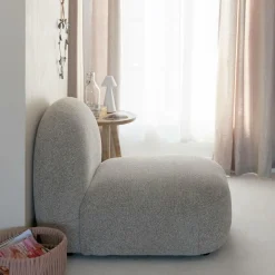 Made in Meubles Fauteuil<Module central canapé en tissu bouclette gris Calya
