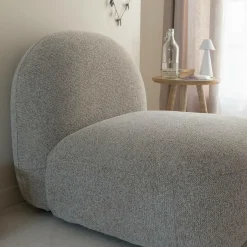 Made in Meubles Fauteuil<Module central canapé en tissu bouclette gris Calya