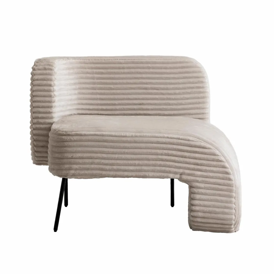 Made in Meubles Fauteuil<Méridienne en velours côtelé blanc Soléa