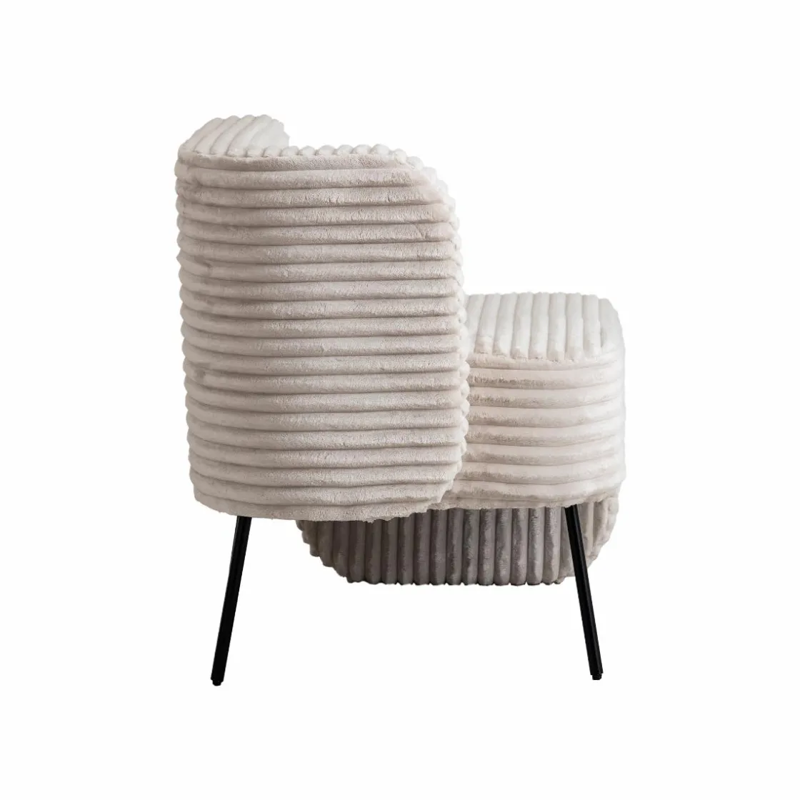 Made in Meubles Fauteuil<Méridienne en velours côtelé blanc Soléa
