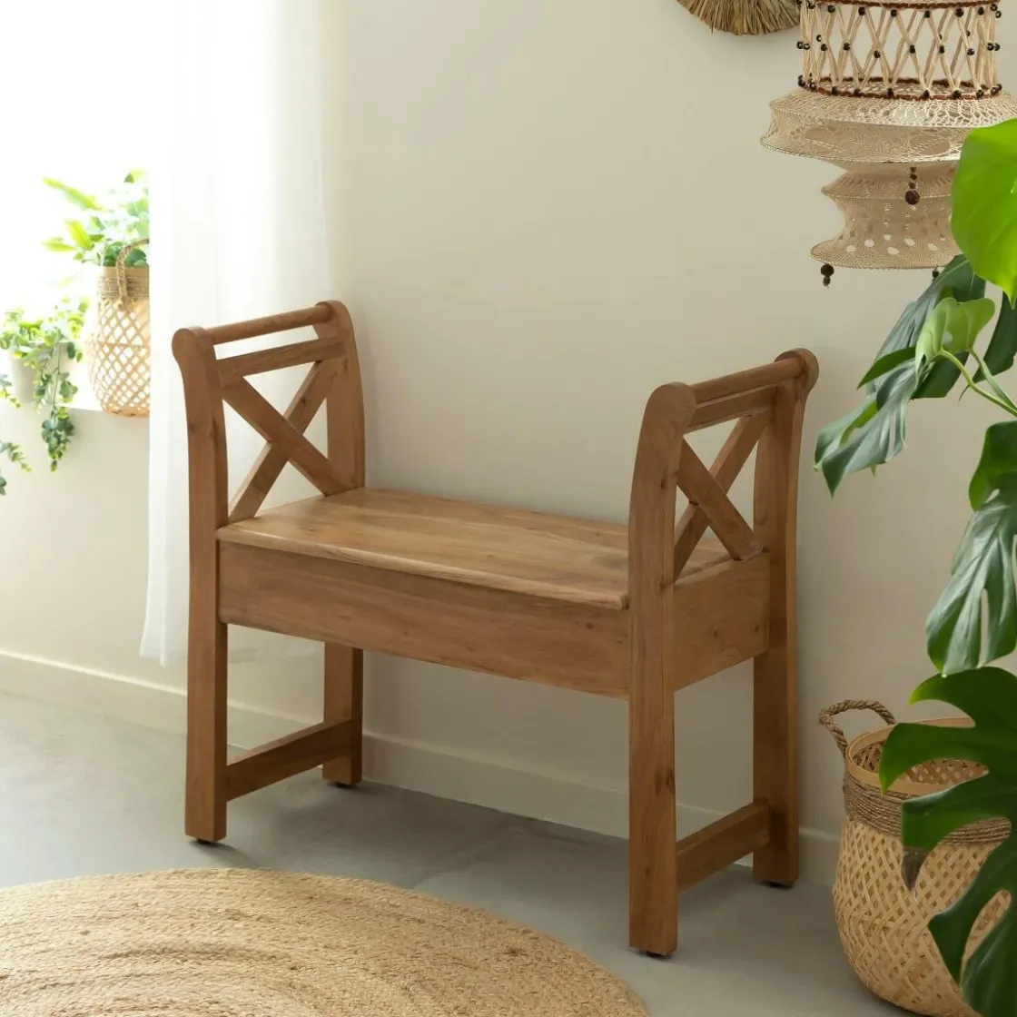 Made in Meubles Banc<Petit banc en bois d'acacia Isolde