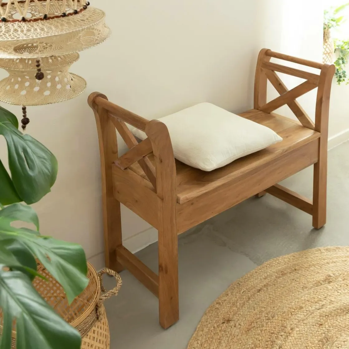 Made in Meubles Banc<Petit banc en bois d'acacia Isolde