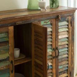 Made in Meubles Buffet<Petit buffet à  lattes en bois coloré Ethnik