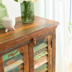 Made in Meubles Buffet<Petit buffet à  lattes en bois coloré Ethnik