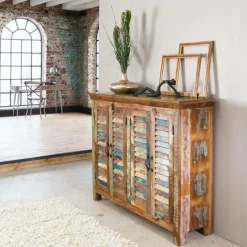 Made in Meubles Buffet<Petit buffet à  lattes en bois coloré Ethnik