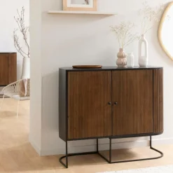 Made in Meubles Buffet<Petit buffet arrondi en bois de manguier et métal Ysé