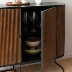 Made in Meubles Buffet<Petit buffet arrondi en bois de manguier et métal Ysé