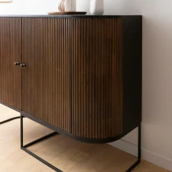 Made in Meubles Buffet<Petit buffet arrondi en bois de manguier et métal Ysé