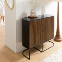 Made in Meubles Buffet<Petit buffet arrondi en bois de manguier et métal Ysé