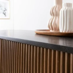 Made in Meubles Buffet<Petit buffet arrondi en bois de manguier et métal Ysé