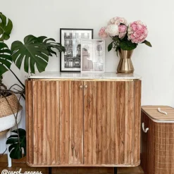 Made in Meubles Buffet<Petit buffet en bois d'acacia et marbre blanc Judith