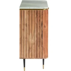 Made in Meubles Buffet<Petit buffet en bois d'acacia et marbre blanc Judith