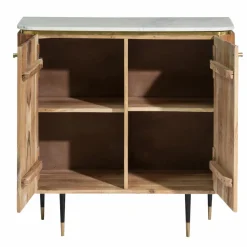 Made in Meubles Buffet<Petit buffet en bois d'acacia et marbre blanc Judith