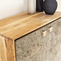 Made in Meubles Buffet<Petit buffet en bois d'acacia et pierre Côme