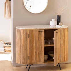 Made in Meubles Buffet<Petit buffet en bois de manguier et terrazzo Ambrine