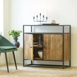 Made in Meubles Buffet<Petit buffet en métal et bois de manguier Marcel