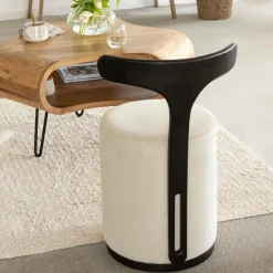 Made in Meubles Fauteuil<Petit Fauteuil blanc en manguier Adonis