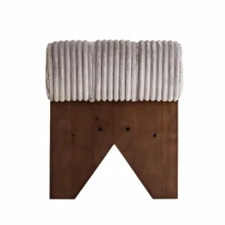 Made in Meubles Fauteuil<Petit fauteuil carré en velours côtelé et bois d'hévéa gris Eleonor