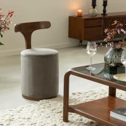 Made in Meubles Fauteuil<Petit fauteuil gris en manguier Adonis