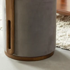 Made in Meubles Fauteuil<Petit fauteuil gris en manguier Adonis