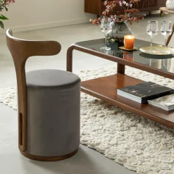 Made in Meubles Fauteuil<Petit fauteuil gris en manguier Adonis