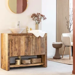 Made in Meubles Meuble Sous Vasque<Petit meuble sous vasque en bois recyclé Naël